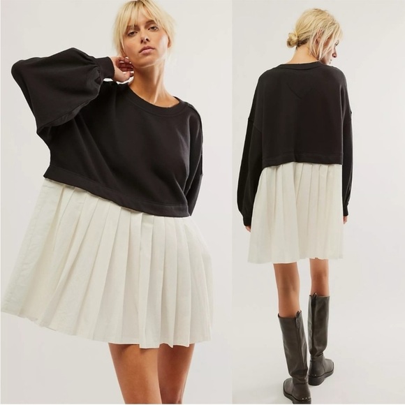 Free People Sweaters - Free People Womens Small Black White Eleanor Sweatshirt